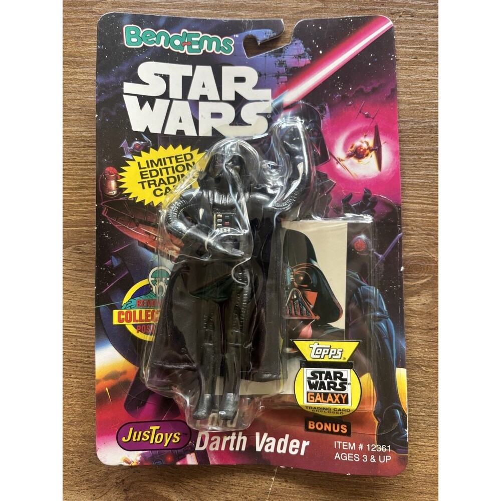 1993 Just Toys Bend-Ems Star Wars Darth Vader w/ Topps Galaxy Card Sealed